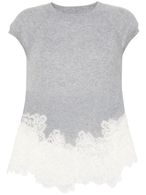 Grey/white knitted top Ermanno Scervino | D455L319APPYUB4534